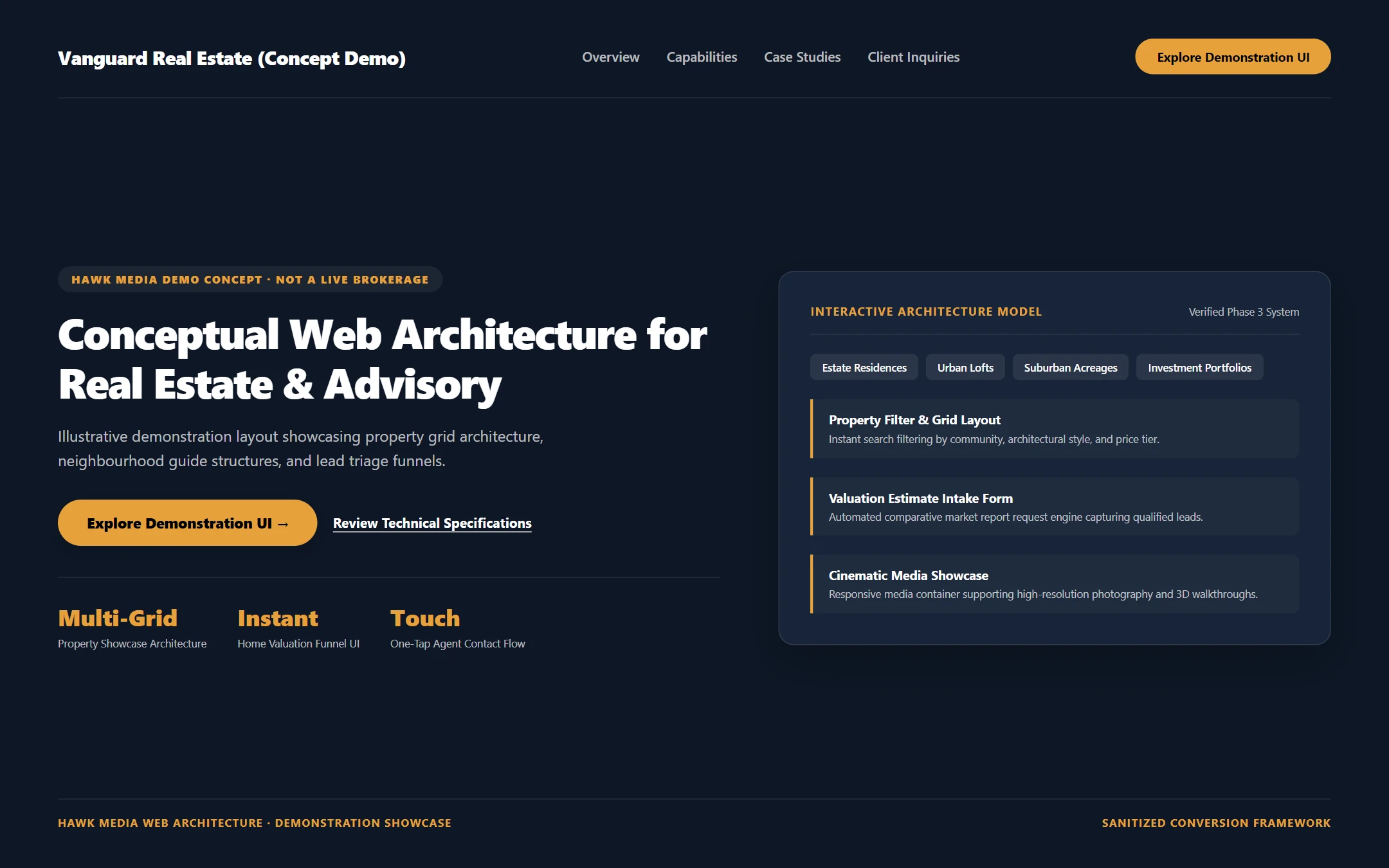 Vanguard Real Estate Advisory (Design Concept) Desktop Showcase